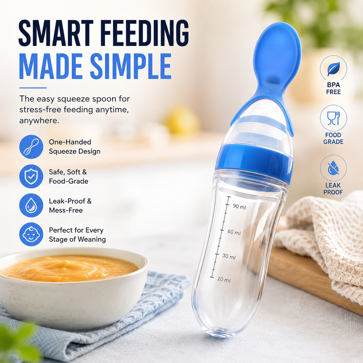 Zariva SpoonFlow™ — Premium Soft Silicone Baby Feeder