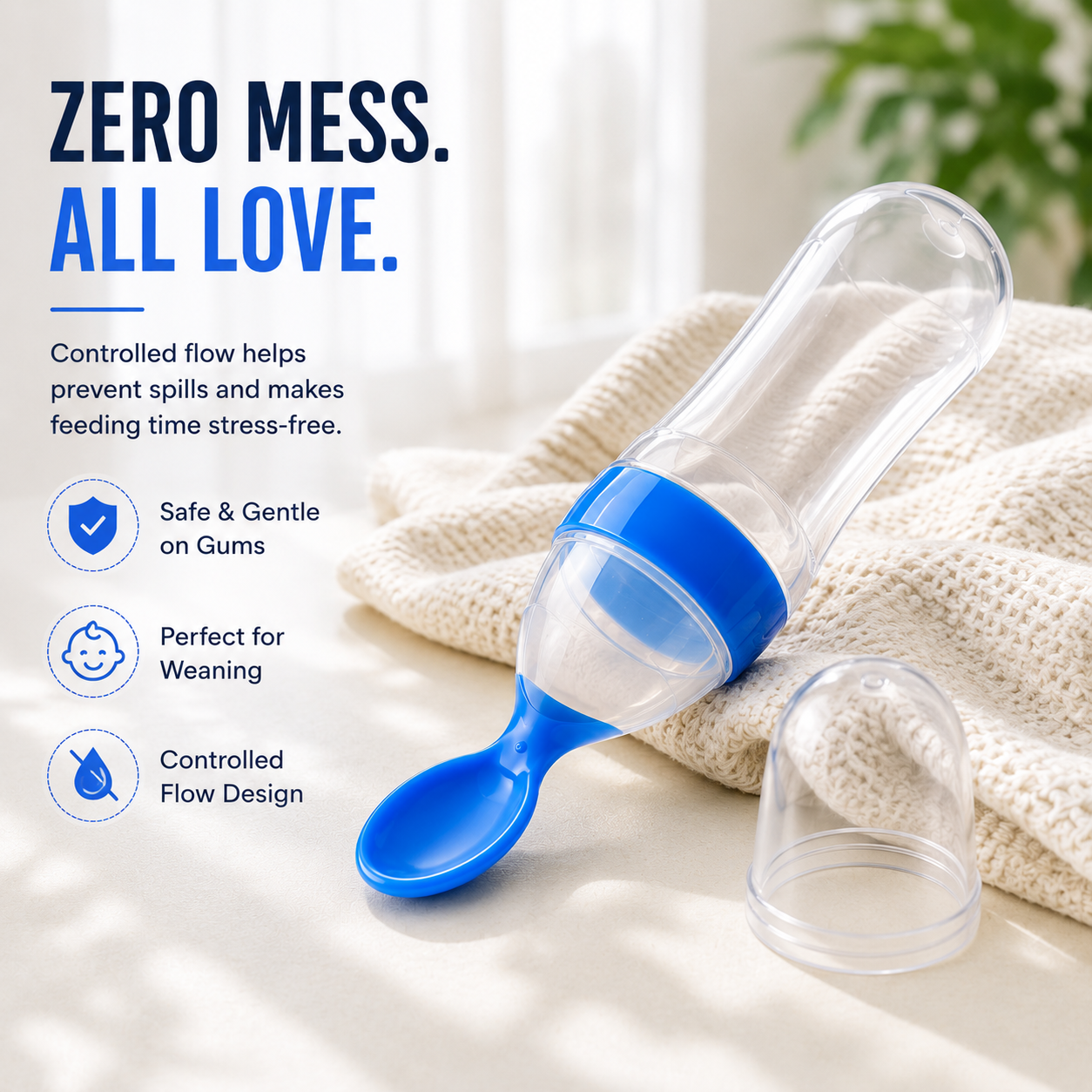 Zariva SpoonFlow™ — Premium Soft Silicone Baby Feeder